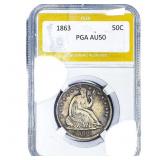 1863 Seated Liberty Half Dollar PGA AU50