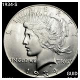 1934-S Silver Peace Dollar CHOICE AU