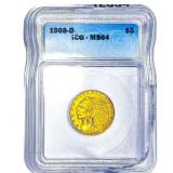 1908-D $5 Gold Half Eagle ICG MS64