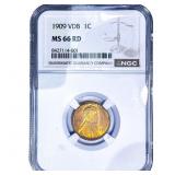 1909 VDB Wheat Cent NGC MS66 RD