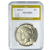 1935-S Silver Peace Dollar PGA MS64