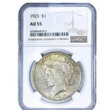 1923 Silver Peace Dollar NGC AU55