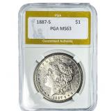 1887-S Morgan Silver Dollar PGA MS63