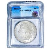 1921-D Morgan Silver Dollar ICG MS65