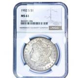 1902-S Morgan Silver Dollar NGC MS61