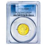 1891-CC $5 Gold Half Eagle PCGS MS61