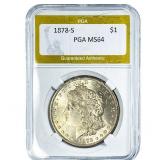 1878-S Morgan Silver Dollar PGA MS64