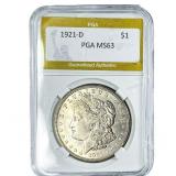 1921-D Morgan Silver Dollar PGA MS63