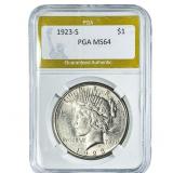 1923-S Silver Peace Dollar PGA MS64