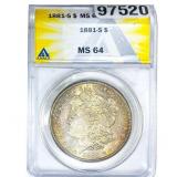 1881-S Morgan Silver Dollar ANACS MS64