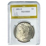 1881-O Morgan Silver Dollar PGA MS63