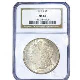 1921-S Morgan Silver Dollar NGC MS63