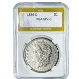 1886-S Morgan Silver Dollar PGA MS63