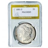 1881-S Morgan Silver Dollar PGA MS65