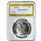 1878-S Morgan Silver Dollar PGA MS64 PL