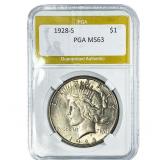 1928-S Silver Peace Dollar PGA MS63