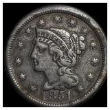 1851 Braided Hair Large Cent NEARLY  UNCIRCULATED