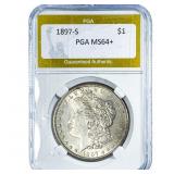 1897-S Morgan Silver Dollar PGA MS64+