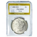 1882-O/S Morgan Silver Dollar PGA MS62 Strong