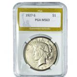 1927-S Silver Peace Dollar PGA MS63