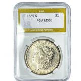 1885-S Morgan Silver Dollar PGA MS63