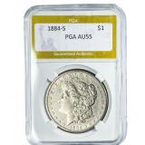 1884-S Morgan Silver Dollar PGA AU55
