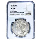 1878-S Morgan Silver Dollar NGC MS62