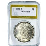 1881-O Morgan Silver Dollar PGA MS65