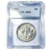 1943 Walking Liberty Half Dollar ICG MS64