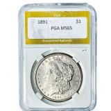 1891 Morgan Silver Dollar PGA MS65