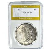 1921-D Morgan Silver Dollar PGA MS64