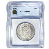 1943 Walking Liberty Half Dollar ICG MS64