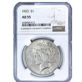 1923 Silver Peace Dollar NGC AU55