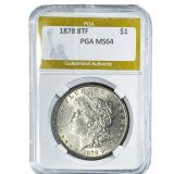 1878 8TF Morgan Silver Dollar PGA MS64