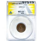 1903 Indian Head Cent ANACS MS63 BRN