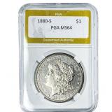 1880-S Morgan Silver Dollar PGA MS64