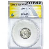 1945-D Mercury Silver Dime ANACS MS66 FSB