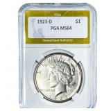 1923-D Silver Peace Dollar PGA MS64