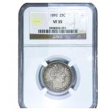 1892 Barber Quarter NGC VF35