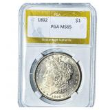 1892 Morgan Silver Dollar PGA MS65