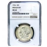 1936 Bridgeport Half Dollar NGC MS64