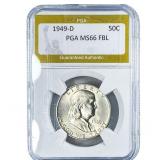 1949-D Franklin Half Dollar PGA MS66 FBL