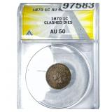 1870 Indian Head Cent ANACS AU50