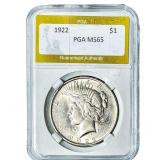 1922 Silver Peace Dollar PGA MS65