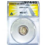 1955-S Roosevelt Dime ANACS MS67