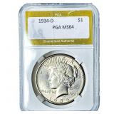 1934-D Silver Peace Dollar PGA MS64