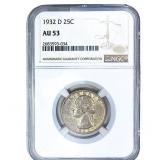1932-D Washington Silver Quarter NGC AU53