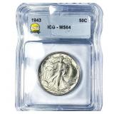 1943 Walking Liberty Half Dollar ICG MS64