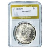 1888-O Morgan Silver Dollar PGA MS65