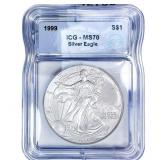 1999 Silver Eagle ICG MS70